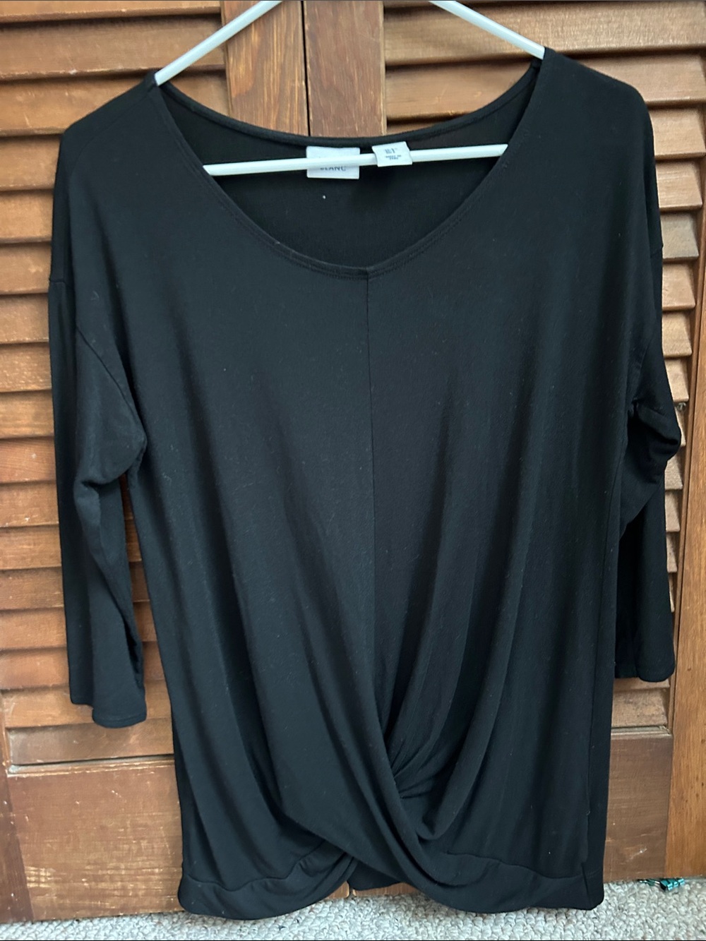 Women's Black Twist-Front Long Sleeve Top -